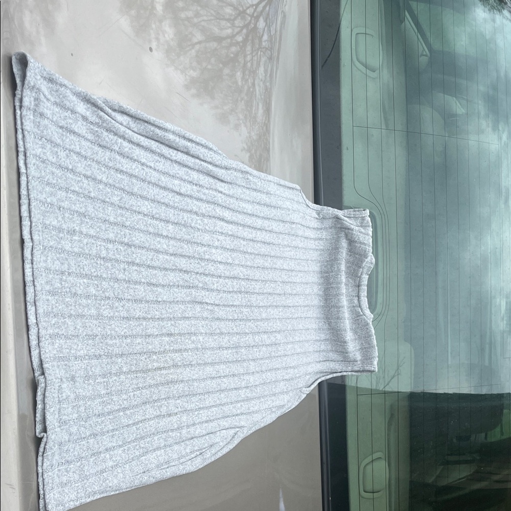 Sleeveless Ribbed High-Low Dress in Light Gray